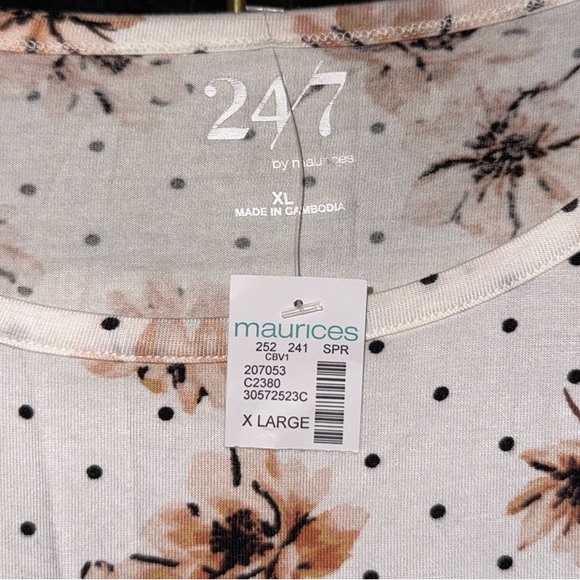 NWT! Maurices 24/7 Mara High Neck Slanted Hem Tank Top In Floral & Dot Print - Picture 13 of 15